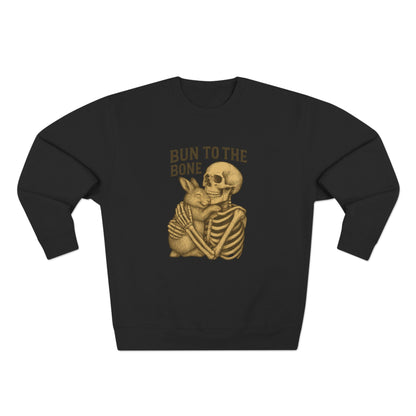 Bun to the Bone Skeleton & Snuggle Bunny Unisex Sweatshirt – Cozy Rabbit Crewneck - Halloween & Fall Collection - Funny Gift