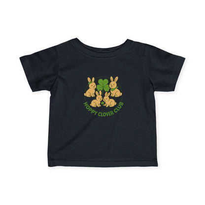 Hoppy Clover Club – Infant Fine Jersey Bunny Tee - Cute Rabbit Baby T-Shirt - Toddler Shirt