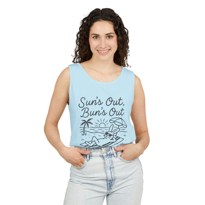 Sun’s Out, Bun’s Out Chill Beach Bunny Tank Top - Unisex Garment-Dyed Tee | Summer Rabbit Vibes - Beach Wear - Vacation Apparel