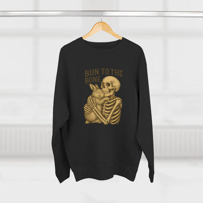 Bun to the Bone Skeleton & Snuggle Bunny Unisex Sweatshirt – Cozy Rabbit Crewneck - Halloween & Fall Collection - Funny Gift