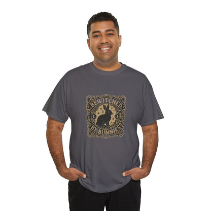 Bewitched by Bunnies Unisex Heavy Cotton T-Shirt – Enchanted Rabbit Halloween & Fall Graphic Tee | Bunny Lovers Gift