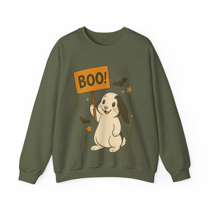 Boo Bunny Halloween Sweatshirt – Cozy Lop-Eared Rabbit & Spooky-Cute Fall Vibes - Unisex Heavy Blend™ Crewneck