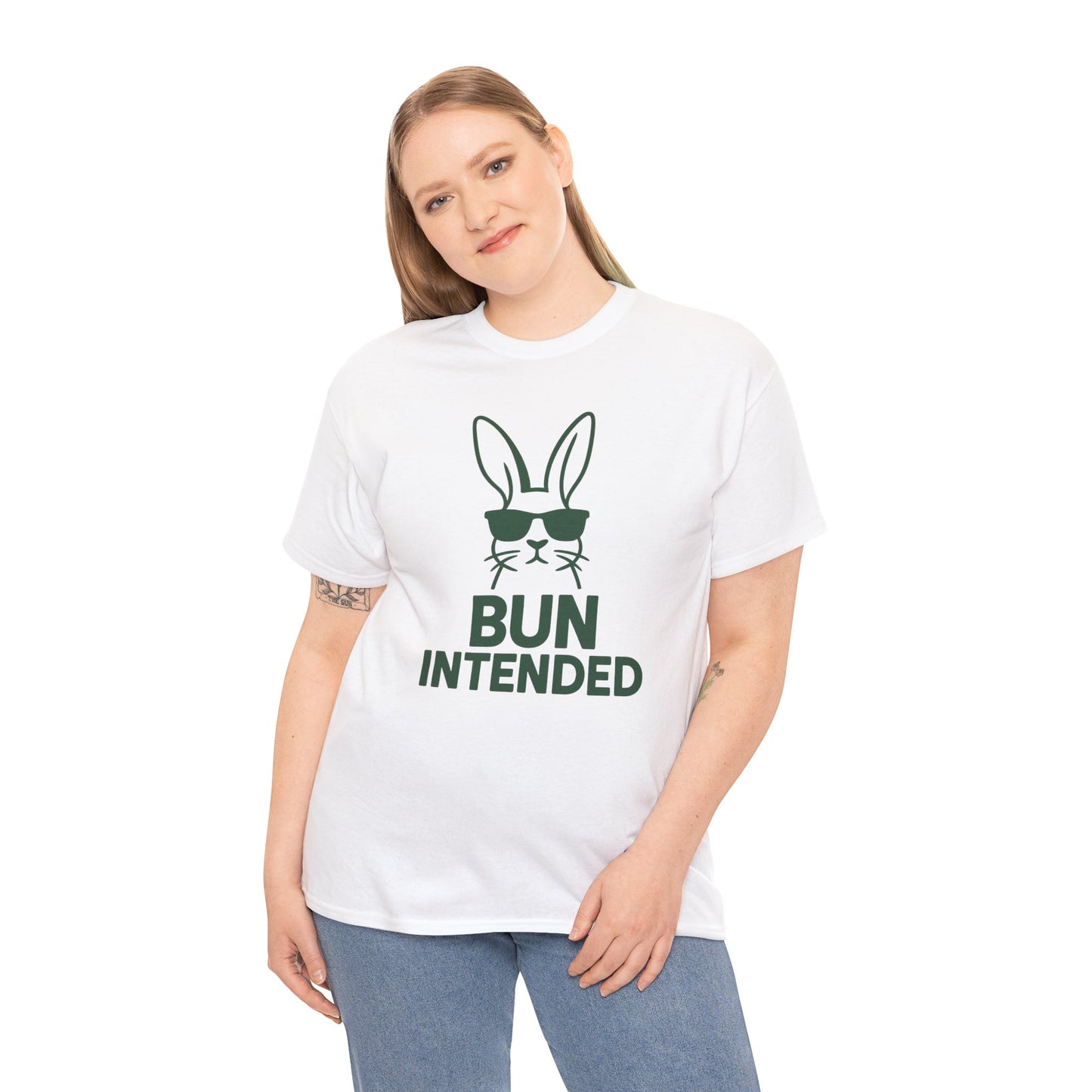 Bun Intended Rabbit in Sunglasses T-Shirt – Unisex Graphic Bunny Tee - Humorous Pun Shirt