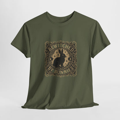 Bewitched by Bunnies Unisex Heavy Cotton T-Shirt – Enchanted Rabbit Halloween & Fall Graphic Tee | Bunny Lovers Gift