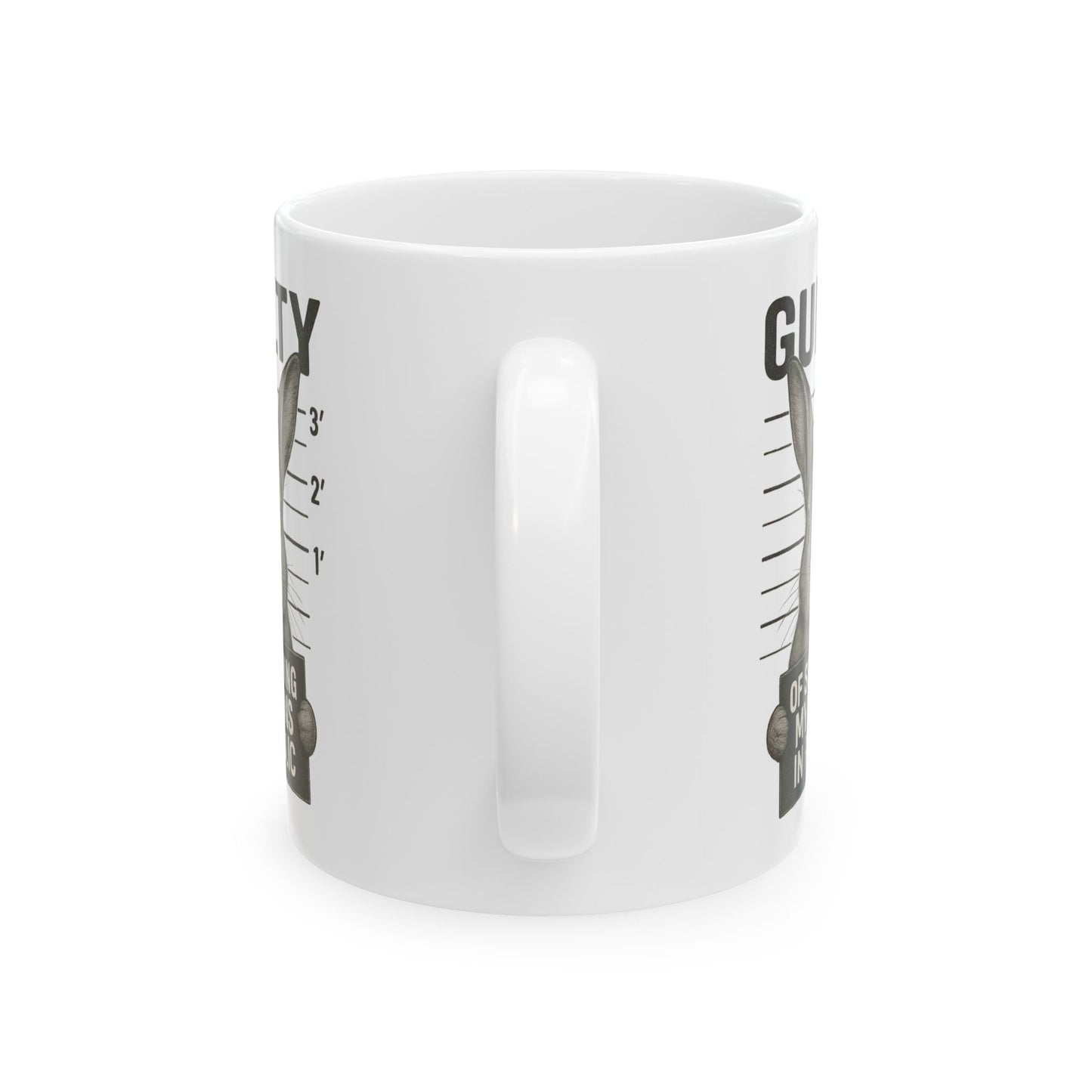 Guilty of Showing My Buns in Public with White Background Ceramic Mug - Gift for Coffee Lovers & Rabbit Show Exhibitors - Two Sizes: 11 oz & 15 oz