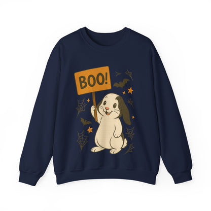 Boo Bunny Halloween Sweatshirt – Cozy Lop-Eared Rabbit & Spooky-Cute Fall Vibes - Unisex Heavy Blend™ Crewneck