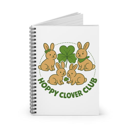 Hoppy Clover Club Spiral Notebook – Bunny & Clover Journal - Gift for Bunthusiasts and Rabbit Owners & Exhibitors of All Ages