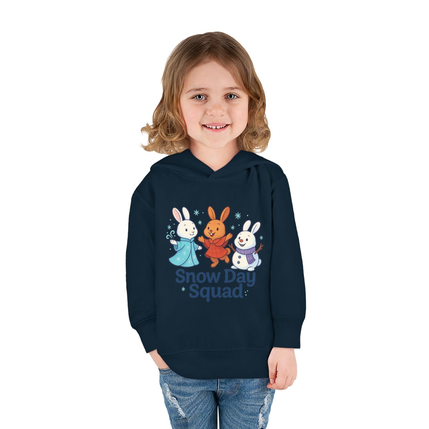 Snow Day Squad Toddler Hoodie – Winter Bunny Sweatshirt for Kids | Cozy Youth Rabbit Apparel | Cold Weather Buns