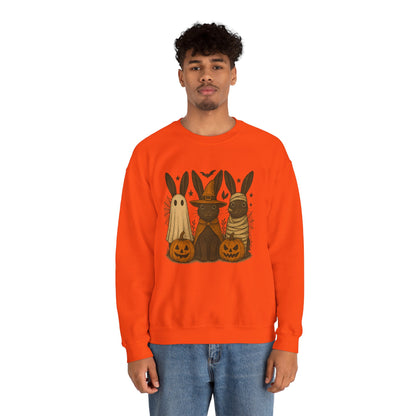 Ghosts, Witches & Mummies—Oh My! Halloween Bunny Sweatshirt - Cozy Fall Rabbit Apparel - Unisex Spooky Season Crewneck