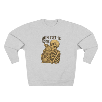 Bun to the Bone Skeleton & Snuggle Bunny Unisex Sweatshirt – Cozy Rabbit Crewneck - Halloween & Fall Collection - Funny Gift