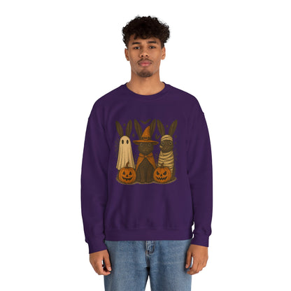 Ghosts, Witches & Mummies—Oh My! Halloween Bunny Sweatshirt - Cozy Fall Rabbit Apparel - Unisex Spooky Season Crewneck