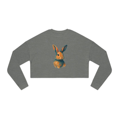 Painted Bunny Art Cropped Sweatshirt – Artsy Rabbit Vibes for Bunthusiasts - Cozy Animal Apparel