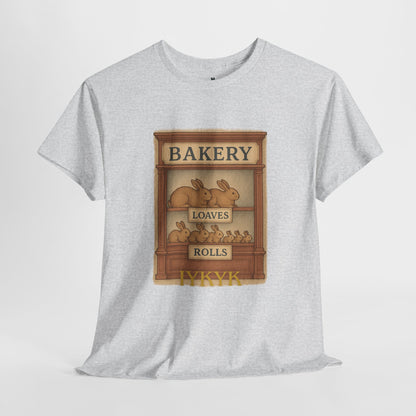Loaves, Rolls & IYKYK – Bunny Bakery Tee - Unisex Short Sleeve - Vintage Bakery Shirt - Baking & Rabbit Lover Apparel