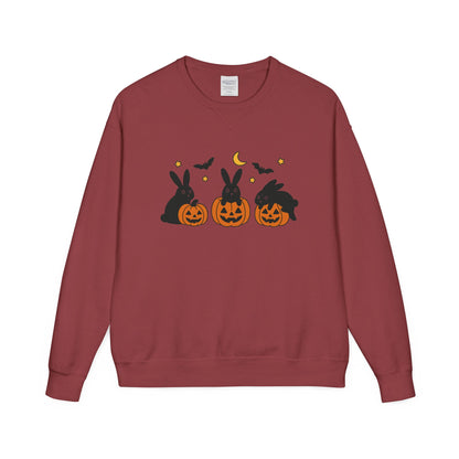 Pumpkin Patch Bunnies Halloween Sweatshirt – Rabbit & Jack-o’-Lantern Crewneck | Cozy Fall Fashion Unisex Apparel - Spooky Season Gift