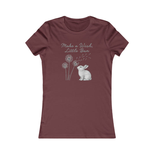 Make a Wish Little Bun Women's Tee - Cute Rabbit T-Shirt - Animal Lover Gift - Dandelion Floral Fashion Top