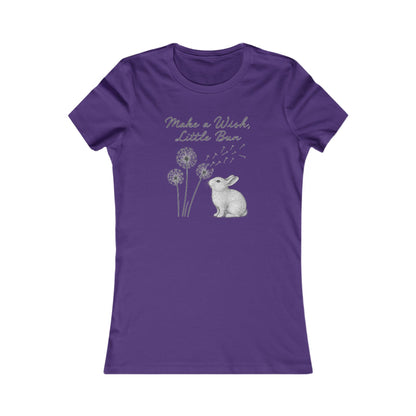 Make a Wish Little Bun Women's Tee - Cute Rabbit T-Shirt - Animal Lover Gift - Dandelion Floral Fashion Top