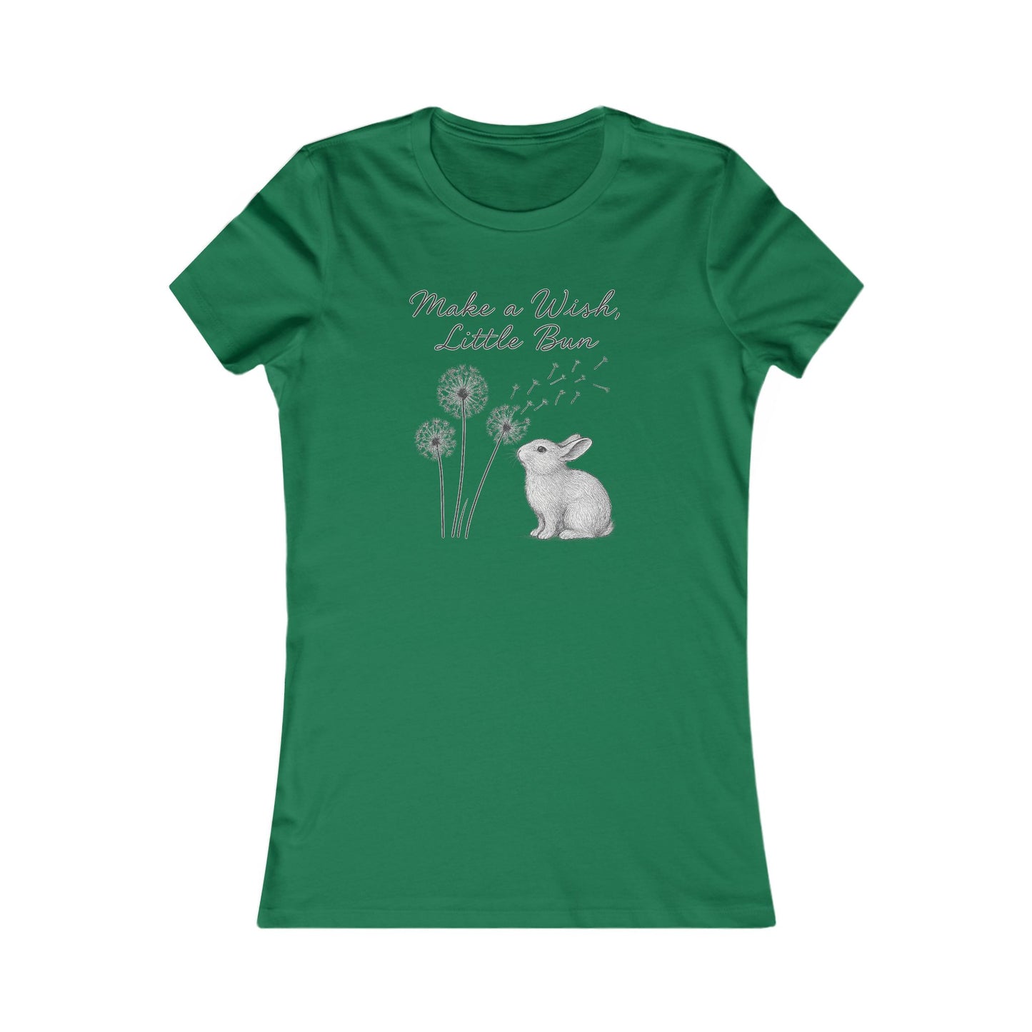 Make a Wish Little Bun Women's Tee - Cute Rabbit T-Shirt - Animal Lover Gift - Dandelion Floral Fashion Top