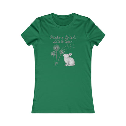 Make a Wish Little Bun Women's Tee - Cute Rabbit T-Shirt - Animal Lover Gift - Dandelion Floral Fashion Top