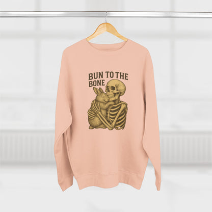 Bun to the Bone Skeleton & Snuggle Bunny Unisex Sweatshirt – Cozy Rabbit Crewneck - Halloween & Fall Collection - Funny Gift