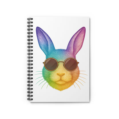 Rainbow Sunglasses Bunny Spiral Notebook – Colorful Bunthusiasts Rabbit Journal - Perfect Gift for Rabbit Owners & Animal Lovers