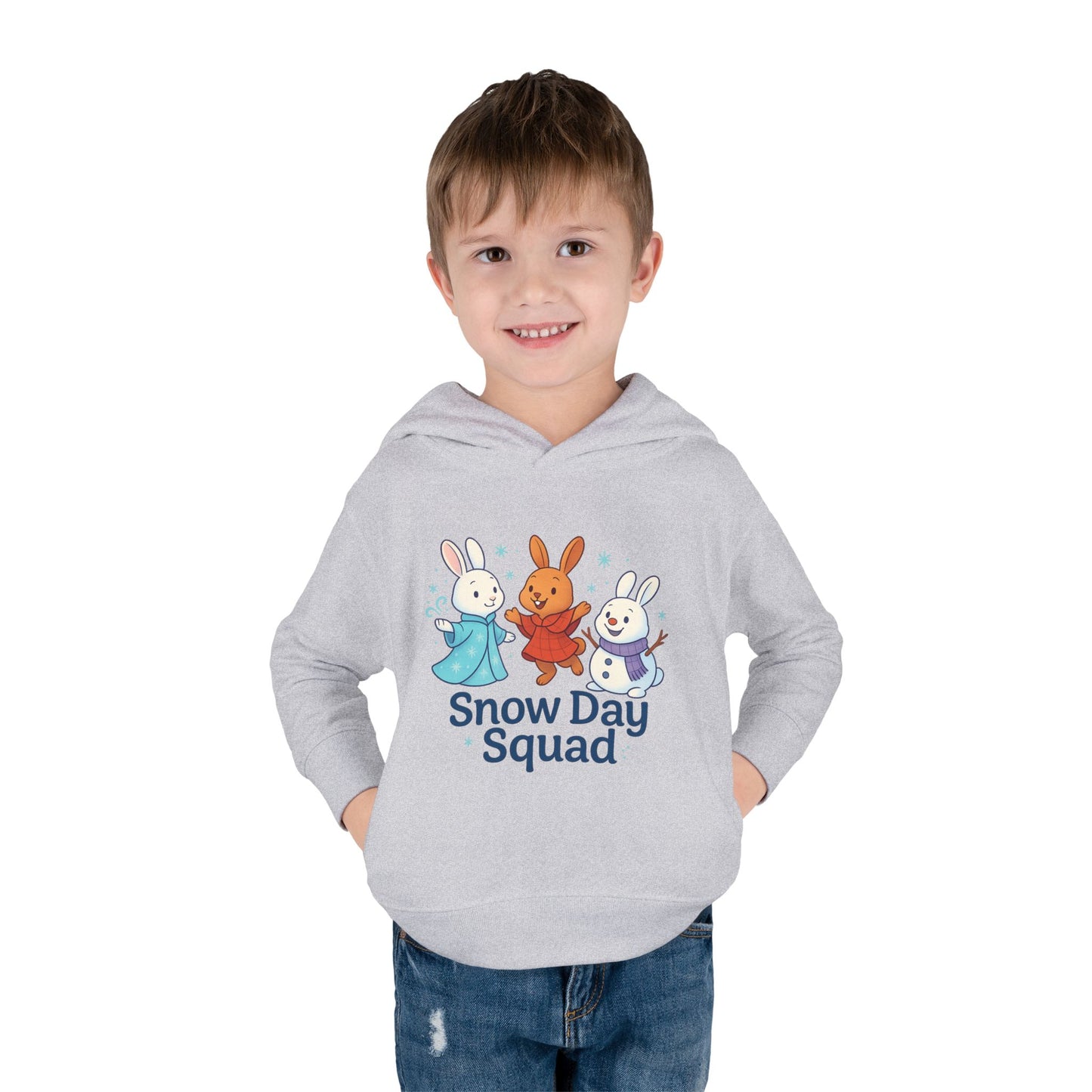 Snow Day Squad Toddler Hoodie – Winter Bunny Sweatshirt for Kids | Cozy Youth Rabbit Apparel | Cold Weather Buns