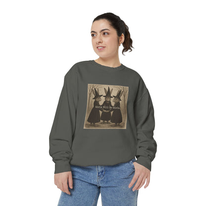Girls Will Be Girls Rabbit Witch Circle – Garment-Dyed Bunny Sweatshirt | Halloween & Fall Collection