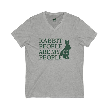 Rabbit People Are My People – V-Neck Unisex T-Shirt - CC Bunny Exclusive - Green Monochrome