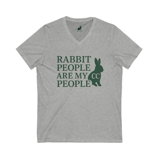 Rabbit People Are My People – V-Neck Unisex T-Shirt - CC Bunny Exclusive - Green Monochrome