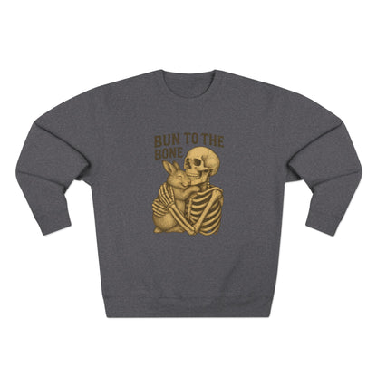 Bun to the Bone Skeleton & Snuggle Bunny Unisex Sweatshirt – Cozy Rabbit Crewneck - Halloween & Fall Collection - Funny Gift