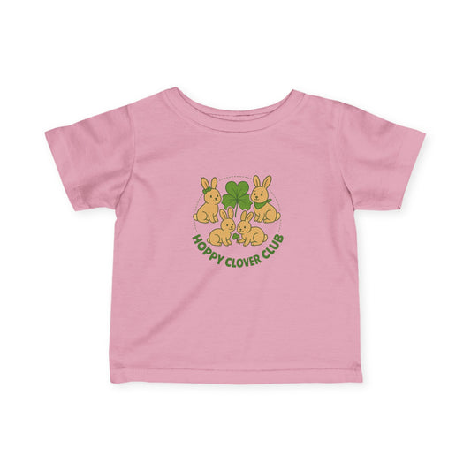 Hoppy Clover Club – Infant Fine Jersey Bunny Tee - Cute Rabbit Baby T-Shirt - Toddler Shirt