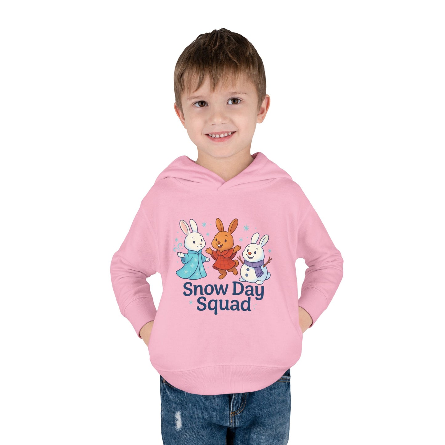 Snow Day Squad Toddler Hoodie – Winter Bunny Sweatshirt for Kids | Cozy Youth Rabbit Apparel | Cold Weather Buns