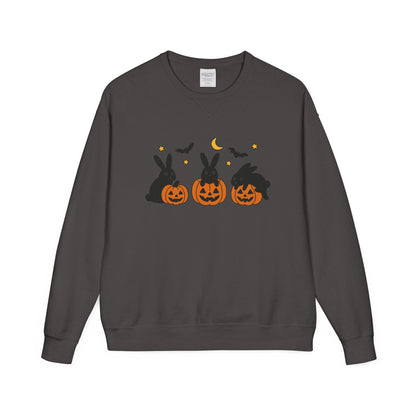 Pumpkin Patch Bunnies Halloween Sweatshirt – Rabbit & Jack-o’-Lantern Crewneck | Cozy Fall Fashion Unisex Apparel - Spooky Season Gift