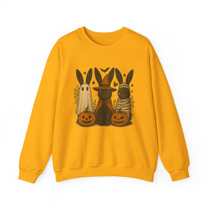 Ghosts, Witches & Mummies—Oh My! Halloween Bunny Sweatshirt - Cozy Fall Rabbit Apparel - Unisex Spooky Season Crewneck