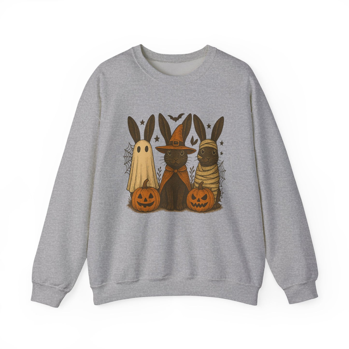 Ghosts, Witches & Mummies—Oh My! Halloween Bunny Sweatshirt - Cozy Fall Rabbit Apparel - Unisex Spooky Season Crewneck