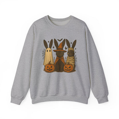 Ghosts, Witches & Mummies—Oh My! Halloween Bunny Sweatshirt - Cozy Fall Rabbit Apparel - Unisex Spooky Season Crewneck
