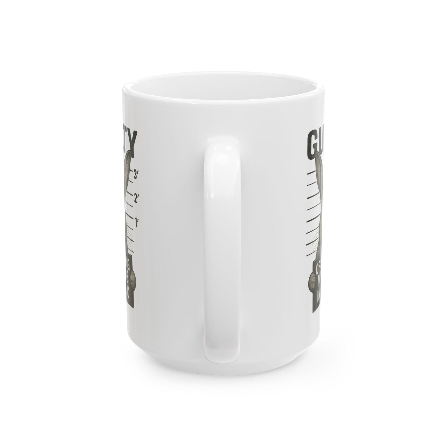 Guilty of Showing My Buns in Public with White Background Ceramic Mug - Gift for Coffee Lovers & Rabbit Show Exhibitors - Two Sizes: 11 oz & 15 oz