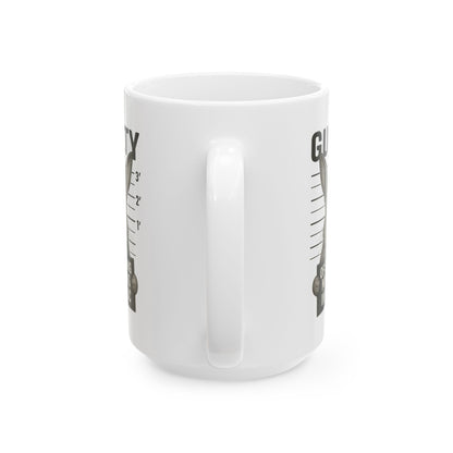 Guilty of Showing My Buns in Public with White Background Ceramic Mug - Gift for Coffee Lovers & Rabbit Show Exhibitors - Two Sizes: 11 oz & 15 oz