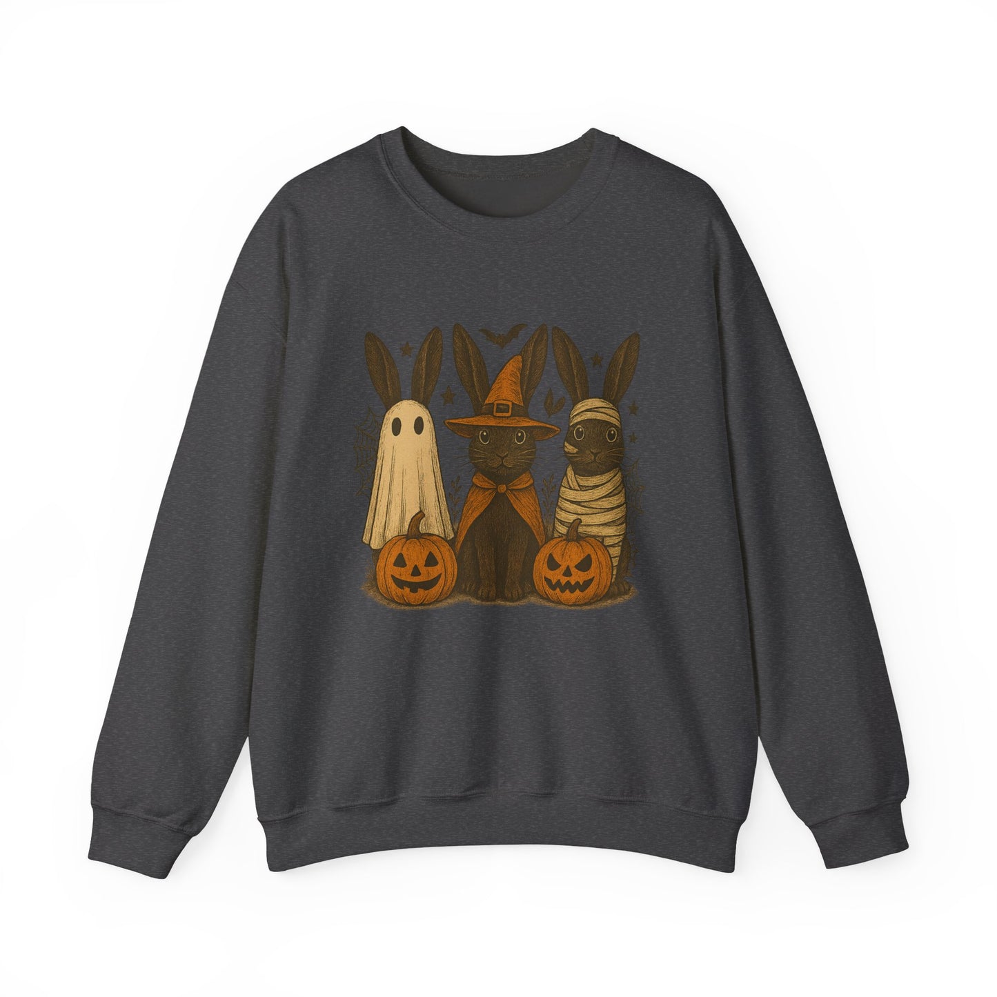 Ghosts, Witches & Mummies—Oh My! Halloween Bunny Sweatshirt - Cozy Fall Rabbit Apparel - Unisex Spooky Season Crewneck