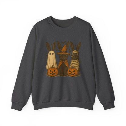 Ghosts, Witches & Mummies—Oh My! Halloween Bunny Sweatshirt - Cozy Fall Rabbit Apparel - Unisex Spooky Season Crewneck
