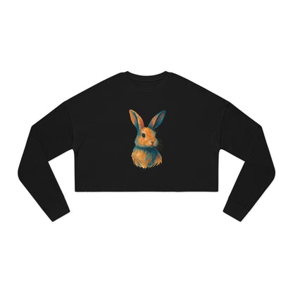 Painted Bunny Art Cropped Sweatshirt – Artsy Rabbit Vibes for Bunthusiasts - Cozy Animal Apparel