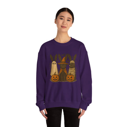 Ghosts, Witches & Mummies—Oh My! Halloween Bunny Sweatshirt - Cozy Fall Rabbit Apparel - Unisex Spooky Season Crewneck